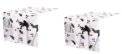 2-stuks Keukenapparatuurhoezen - Stofhoezen voor koelkasten - Hangende opbergzakken - Stofhoezen voor wasmachines - Met tas - Kersen- en bladmotief - Voor koelkast, magnetron, droger, wasmachine - Wit