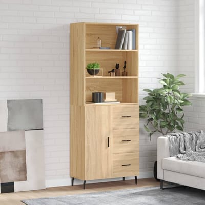 vidaXL - Hoge - kast - 69,5x34x180 - cm - bewerkt - hout - sonoma - eikenkleurig