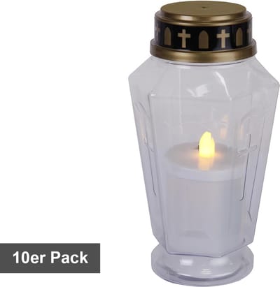 Star Trading Display Serene, grafkaarsen, 10 stuks, transparant, LED, warm wit, voor buiten, 15,5 cm