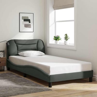 vidaXL - Bedframe - zonder - matras - "Hvar" - 100x200 - cm - stof - donkergrijs