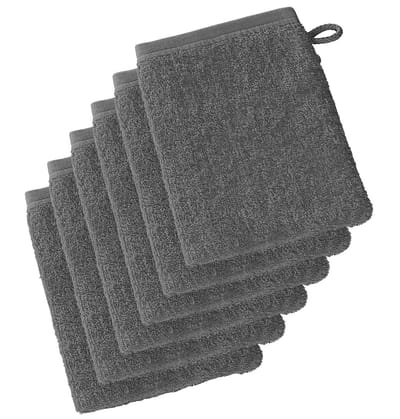 De Witte Lietaer Washandjes Imagine Anthracite - 16.5 x 22 cm - 6 stuks - Zwart - Katoen