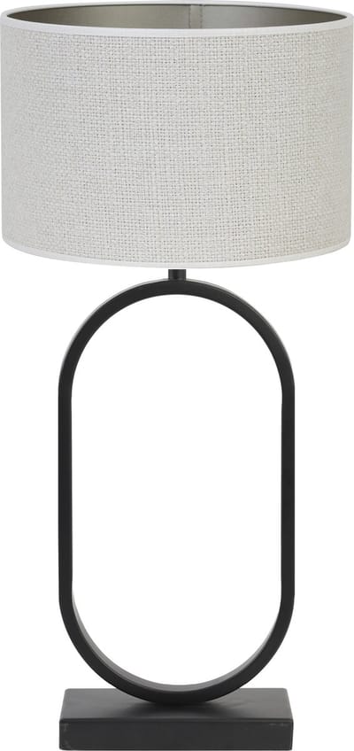 Light & Living Tafellamp Jamiri/Saverna - Zwart/Eiwit - Ø30x67cm - Tafellamp met kap