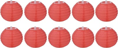 Set van 10 Rode Papieren Lantaarns van 4 Inch voor Feestdecoratie, Hangende Chinese Lantaarns voor Verjaardagsfeesten, Huwelijksfeesten en Engagementsfeesten