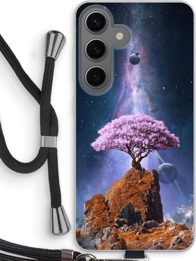 Case Company® - Hoesje met koord geschikt voor Samsung Galaxy S24 hoesje met Koord - Ambition - Telefoonhoesje met Zwart Koord - Bescherming aan alle Kanten en Over de Schermrand