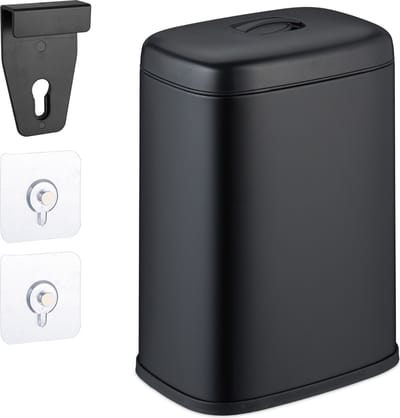 hangende prullenbak - 5 l - badkamer - keukenkastje - metaal - zwart