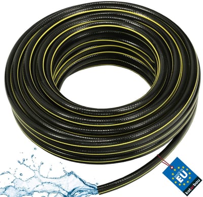KOTARBAU® Tuinslang, PVC, 30 m, Zwart Geel, 1 Inch, Versterkte Tuinslang, Waterslang Voor Tuin, Flexibel Duurzaam, 4-Lagen, Bewateringsslang, Tuinbewateringsslang