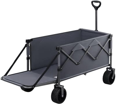 RosaBloom opvouwbare bolderkar - Bolderwagen - Tuinwagen - Transportkar - Uitbreidbare achterklep - 200L - 90x52x102 cm - Grijs