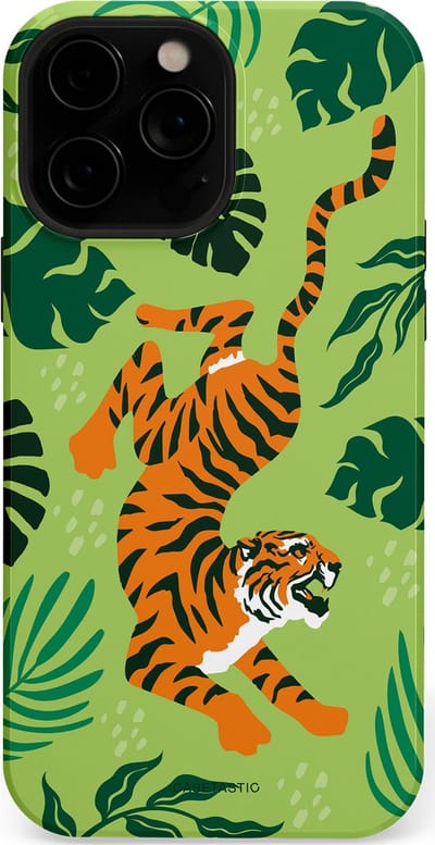 Casetastic Hoesje Geschikt voor Apple iPhone 13 Pro Magsafe - Stijlvolle Beschermende Duo-layer Case - Tijgerwoud