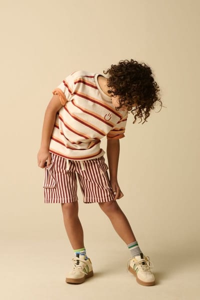 Sissy-Boy - Donkerrode twill short met strepen