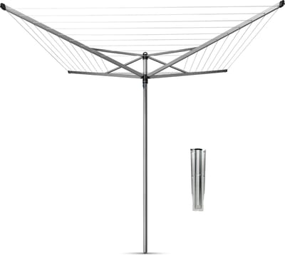 Brabantia Topspinner Droogmolen - met Metalen Grondanker - 40 m - Metallic Grey