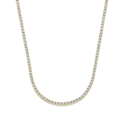 9NB-1631-Y – Zilveren tennis ketting – Met witte zirkonia 2 mm – Goudkleurig – 925 zilver – 40+5 cm
