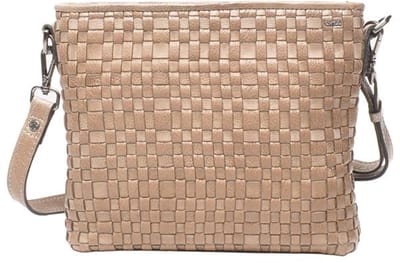Berba Kleine Schoudertas Dames - Leer - Gestreept - Amalfi - Taupe