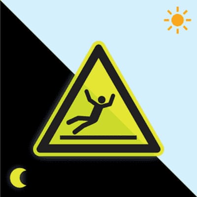 Extra lichtgevend waarschuwingsbord uitglijden - kunststof - W011 200 mm