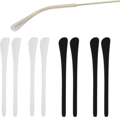 Zachte en niet-slip oordopjes voor brillen, vervangende accessoires voor metalen zonnebrillen, 4 paar silicone lens eind tips in zwart en wit