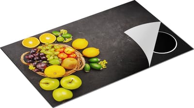 Chefcare Inductie Beschermer Fruitmand op Zwarte Marmer - Fruit - 85x52 cm - Afdekplaat Inductie - Kookplaat Beschermer - Inductie Mat