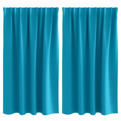 vidaXL Zwart-out Gordijnen met Ringen 2 st Turquoise 140 x 140 cm