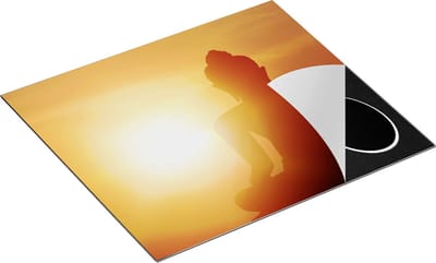 Chefcare Inductie Beschermer Silhouet van een Boeddha Beeld met Zonsondergang - 60x50 cm - Afdekplaat Inductie - Kookplaat Beschermer - Inductie Mat