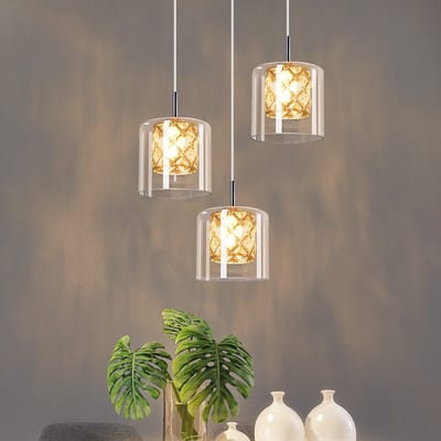 NETTLIFE Hanglamp G9 - 3-Lichts - Kristal Glas - Rond - Chroom- Modern Pendellamp - 120cm Hoogteverstelbare - Kroonluchter - voor Eetkamer | Trappenhuis | Woonkamer | Keuken-excl. lichtbron