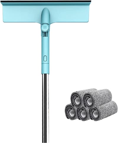 Douchewisser Glasreiniger - Telescopische wisser - Ramen Streeploos - Buigbare Kop - Tot 120 cm - Blauw