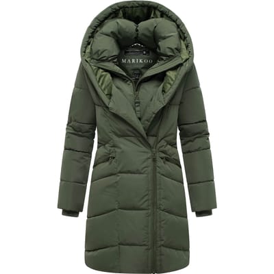 Marikoo dames gewatteerde mantel Virenaa met layer-look & fleecevoering