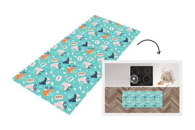 Keukenloper - Loper keuken - Rolschaatsen - Patronen - Vintage - 120x50 cm - Keukenloper vinyl
