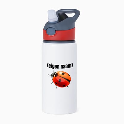 Hacebo® - lieveheersbeestje met eigen naam waterfles met rietje rood - Lieveheersbeestje - lieveheersbeestje liefhebbers - iemand die houdt van lieveheersbeestjes - verjaardag - cadeau - kado - water fles - 650ML