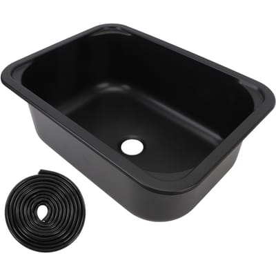 Évier de camping-car, capacité de 12 L, 15 x 11 x 5,7 po, cuve simple en acier inoxydable avec trou de vidange de 40 mm pour bateau black
