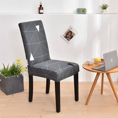 1 Stuk Stretch Afdrukken Stoel Kussenovertrekken Stofdicht Antislip Stoelhoezen Protector Voor Bruiloft Hotel Banket Woonkamer kantoor 1-PCS gray