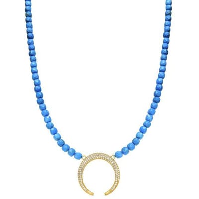 Luxenter ketting in 925 sterling zilver en turquoise afwerking in 18 karaat geel goud - Wasa