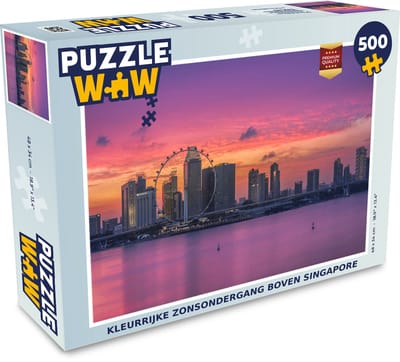 Puzzel Kleurrijke zonsondergang boven Singapore - Legpuzzel - Puzzel 500 stukjes