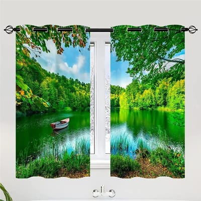 Bos Waterval Hoge Verduisterende Gordijnen ideaal voor Slaapkamer Ruimte Natuurlijk Landschap Blackout Gordijnen Bergstroom Raamopening Gordijn Woonkamer W55 X H120cm X 2&HOOK