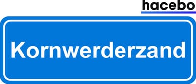 Hacebo - Plaatsnaam Sticker - 29x10 CM - Kornwerderzand sticker - Verkeersborden sticker - grappige cadeaus - Kornwerderzand