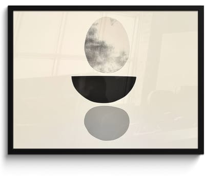 Poster in lijst - Fotolijst 70x50 cm - Posters - Beige - Japandi - Wabi sabi - Posterlijst zwart - Decoratie - Wanddecoratie woonkamer - Muurdecoratie slaapkamer