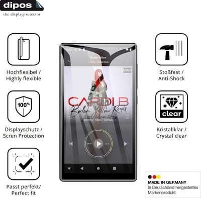 dipos – 2x Beschermfolie geschikt voor Diofox M10 MP3-Player | 3D Full Cover Screenprotector | 100% Passend