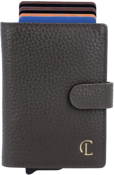 Charm London Washington Creditcard etui - 100% Leer - Leren Tas - Donkerbruin