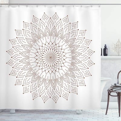 ABAKUHAUS Badgordijn – bruine mandala – 175x240 cm – polyester