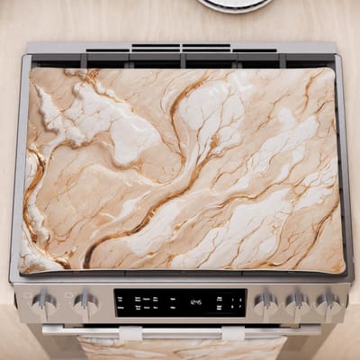 Kookplaatafdekking - Aanrechtblad - Keuken Decoratie - Marmerlook Design - 40 x 70 cm - Beige