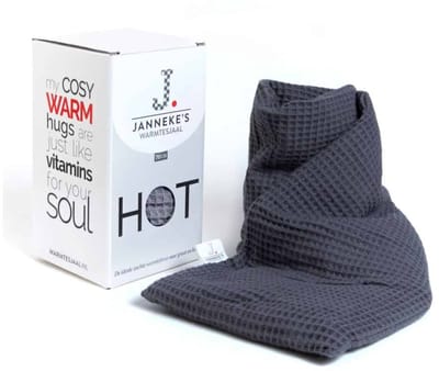 Janneke’s Warmtesjaal® kersenpitkussen magnetron met lijnzaad - pittenzak - 70 cm lang - warmtekussen - wasbare hoes - kleur antraciet