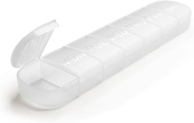 Wekelijkse pillenorganizer, 7 dagen, grote pillendoos, 1 keer per dag, reisvriendelijke dagelijkse pillencontainers om medicijnen, vitaminen, visoliesupplementen (wit)