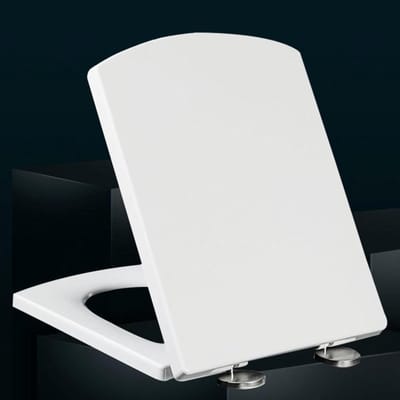 toiletbril toiletbril soft close Vierkante toiletbril Soft Close Quick Release Rechthoekige toiletbril met bevestiging aan de bovenkant Wit toiletdeksel met deksel, compatibel met standaard toiletten,