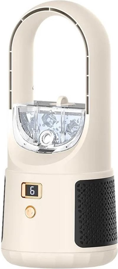 Draagbare airconditioner - Verdampingskoeler - Ventilator - Zes snelheden - Luchtverfrisser - Luchtbevochtiger - Stille werking - Gebroken wit
