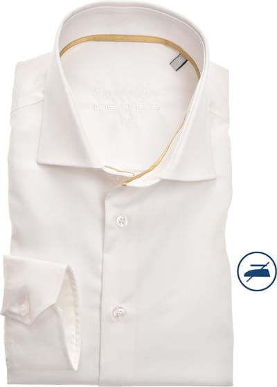 Ledub modern fit overhemd - beige twill - Strijkvrij - Boordmaat: 38