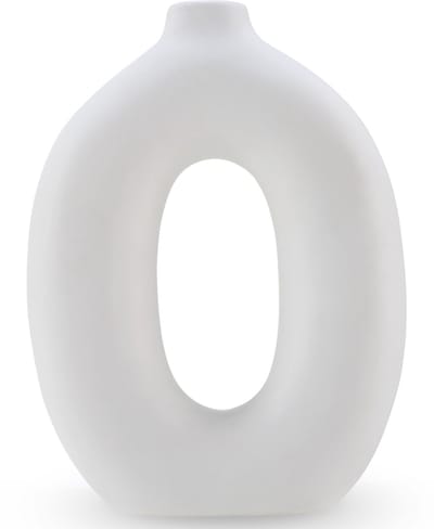 Easyplants | Vaas Gentle 22 cm off-white | Keramiek | Rond | wit | Japandi stijl | Design Vaas