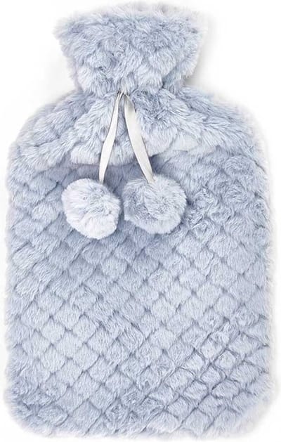 Giftdecor Warmwater kruik - 1.8 liter - hoes in het blauw/grijs - winter kruiken - bedkruiken - kinderen/volwassenen