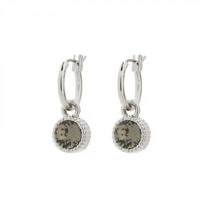 Biba Hang Oorbellen Zilver met Swarovski Steentje Bl. Diamond
