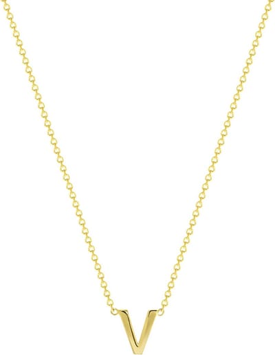 Lucardi Dames Ketting met letter hanger - 9 karaat - Ketting - Cadeau - 43 cm - Geelgoud