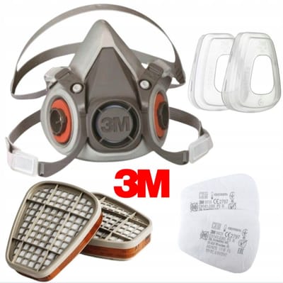 3M 6200 maat M + 6051 x2 + 5911 x2 + 501 x2 SET half gelaatsmasker compleet !!! Verfmasker - stofmasker