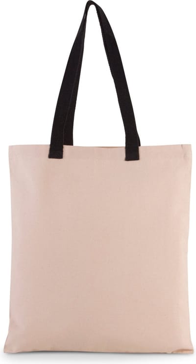 Kimood Platte shopper van canvas met contrasterend hengsel KI0277 - NATURAL / BLACK - One size