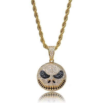 Jack Skeleton Cartoon Hanger Europees en Amerikaans Trendy Hip Hop Micro Inleg Zirkonia Ketting Accessoires beige