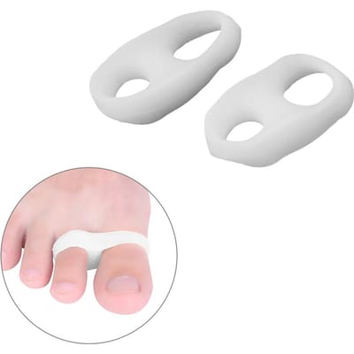 2 stuks 2-gats gel siliconen overlappende teenspreider en stretcher beschermer voetverzorging